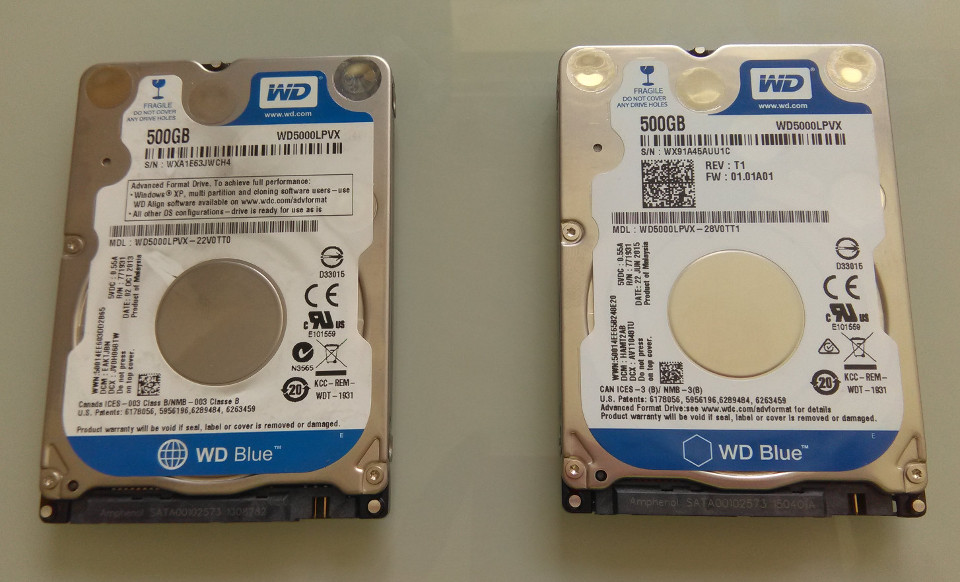 Old drive on the left, new drive on the right
