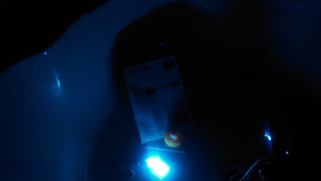 Bathtub close-up with backlight light inside